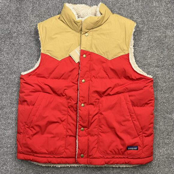 Patagonia Bivy Down Vest Mens XL Reversible Sherpa Fleece Outdoor Hiking NEW - Picture 1 of 12